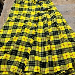 Vibrant Yellow and Black Plaid A-Line Skirt sport kilt medium
